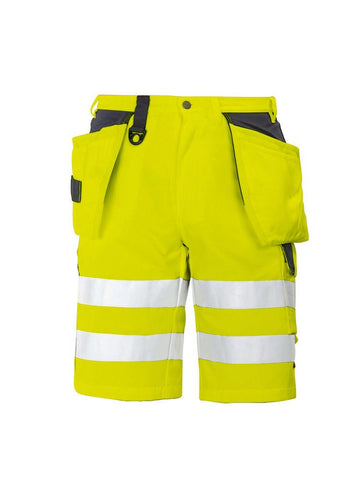 Projob Herren Arbeits-Shorts in Warnschutzfarben mit Refletorstreifen, EN ISO 20471 Klasse 2 - WERBE-WELT.SHOP